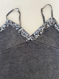 Gray Sequin Trim Knit Camisole (M)