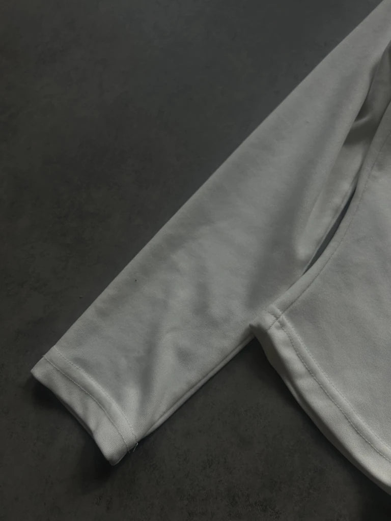 White stretchy button up