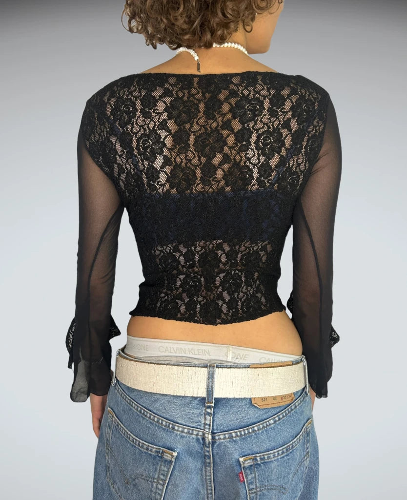 2000s ruffles top goth