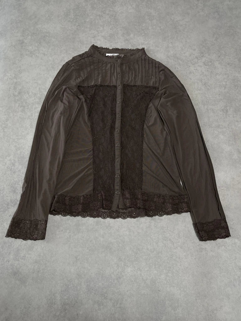 brown lace blouse