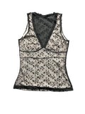 Black Beige Lace Floral Camisole (S)
