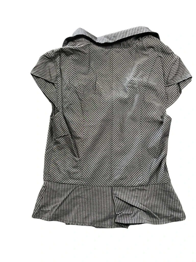 Black Pinstripe Fitted Vest Top with Statement Buttons (S)