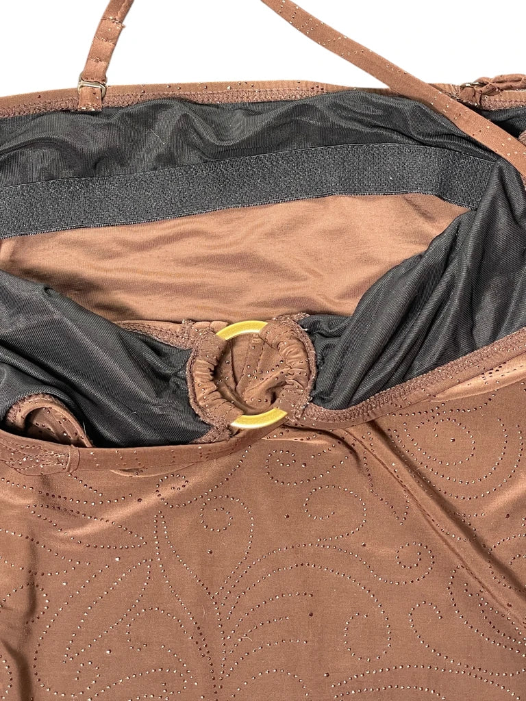 Brown Ring Detail Y2K Halter Top (S)
