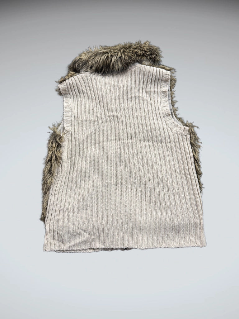 Pink Rose Beige Acrylic Vintage Vest Women (L)