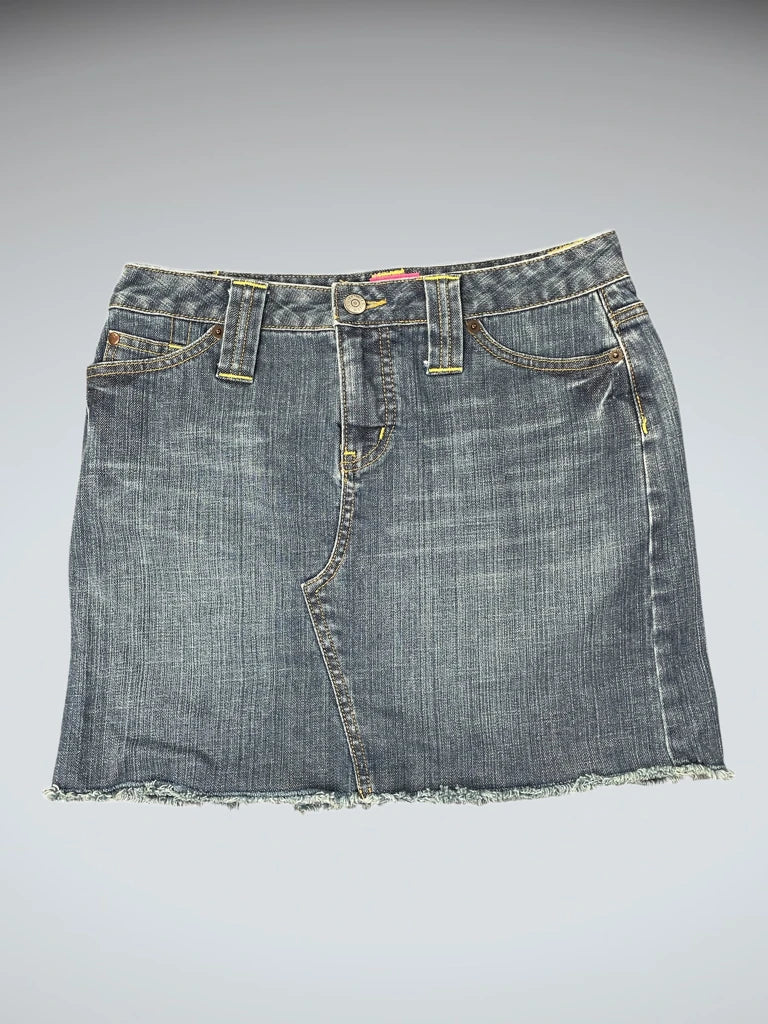 The Limited Blue Denim Skirt with Yellow Stitching (M)