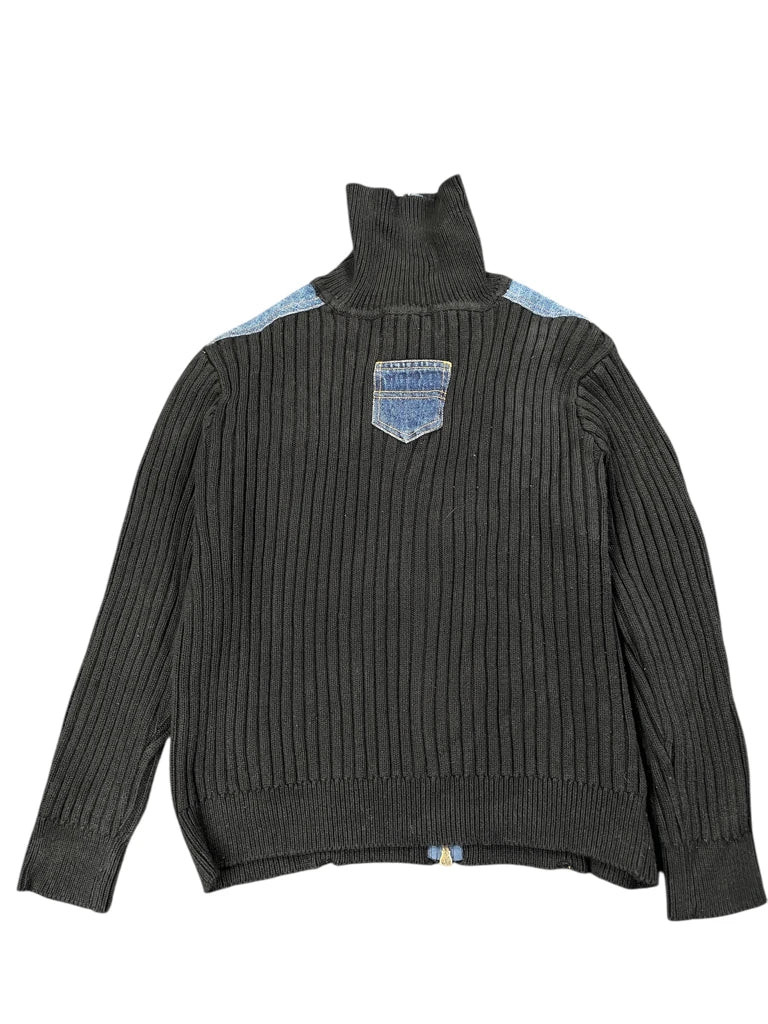 KiKit Studio Black Knit Sweater with Denim Front (L)
