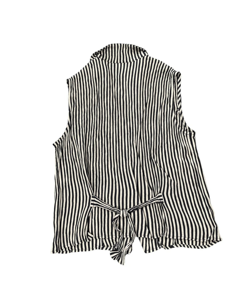 Camille Claude Striped Sleeveless Button Top (S)
