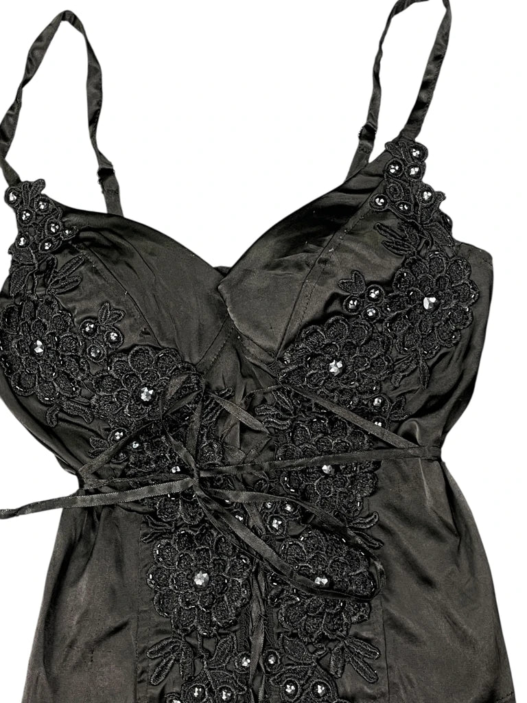 Black Floral Lace Lingerie Top (S)