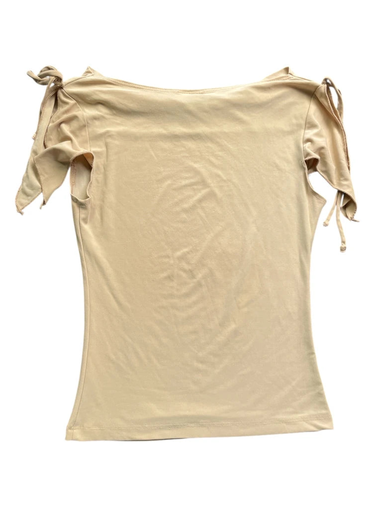 Beige Minimalist String Sleeve Top (S)