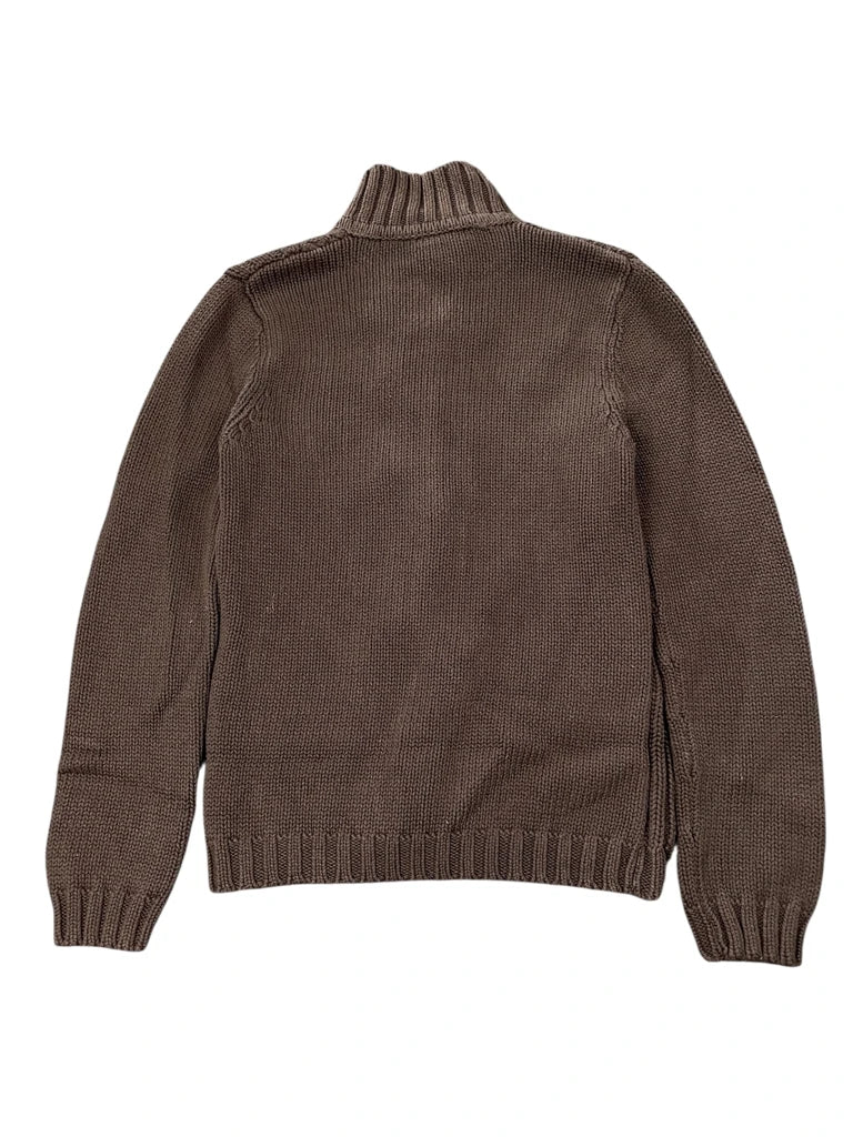 Brown Cable Knit Toggle Cardigan (S)