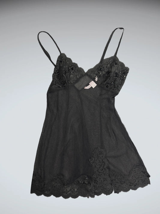 Sultry Black Lace Babydoll Lingerie Top (XS)