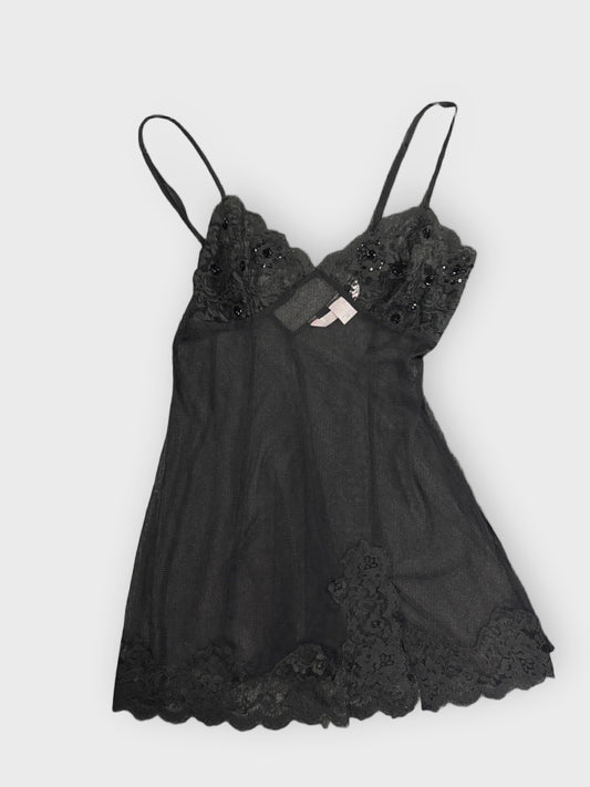 Sultry Black Lace Babydoll Lingerie Top (XS)