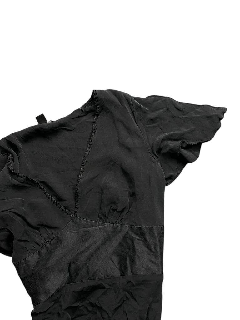 Black Satin Empire Waist Top (S)