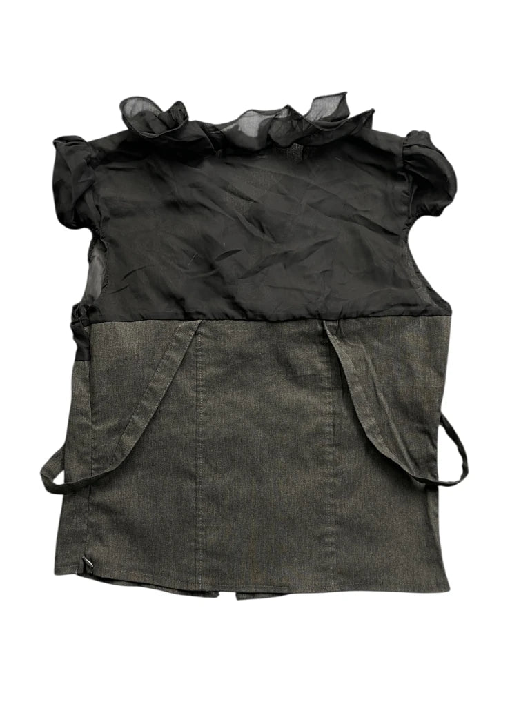 Black and Grey Ruffled Corset Top (S)