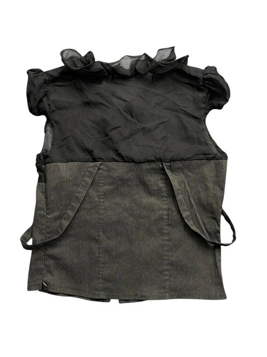 Black and Grey Ruffled Corset Top (S)