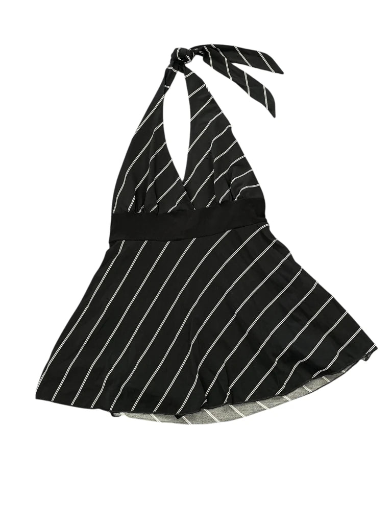 Black Striped Halter Dress Top (XXS)