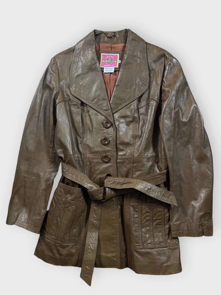 Ms Pionerr Brown Genuine Leather Coat (L)