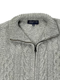 Grey Sleeveless Cable Knit Zip Vest (M)