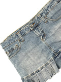 LEI Blue Denim Skirt with Ruffled Hem (L)