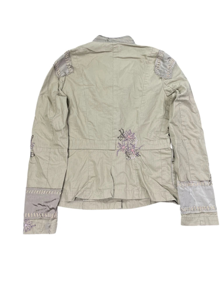Drincy Floral Embroidered Olive Jacket (S)