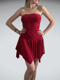 rouge motion – flowy asymmetric dress (M)