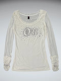 Phido Beige Rhinestone Vintage Top (M)
