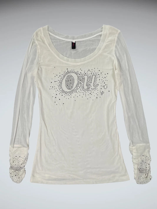 Phido Beige Rhinestone Vintage Top (M)