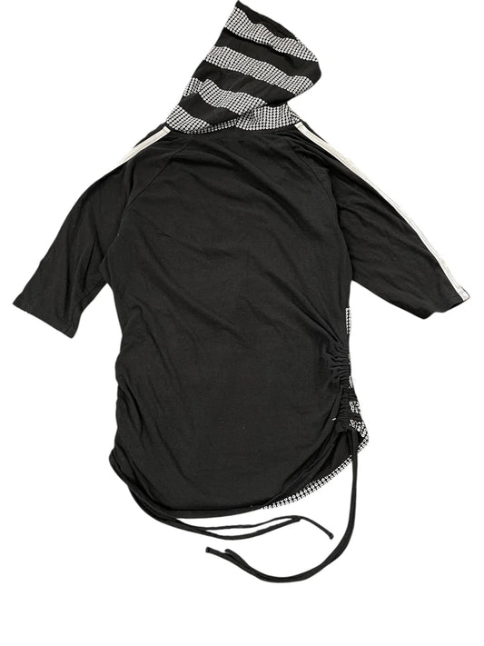 Black Striped Studded Hoodie Top (L)