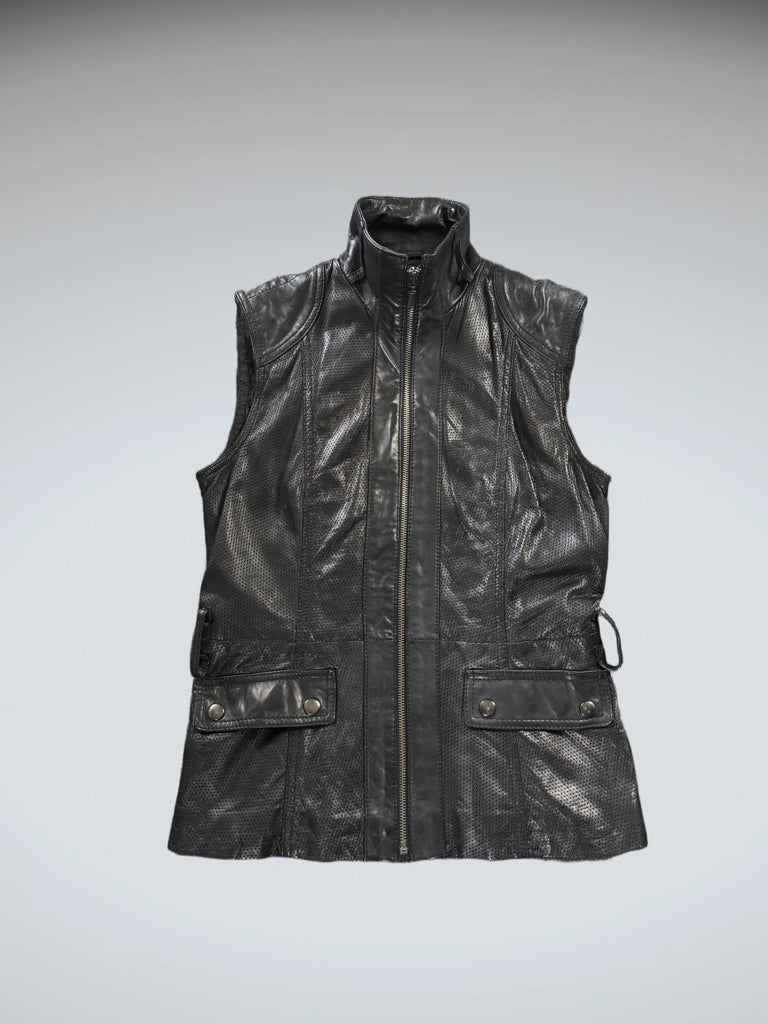 Kenneth Cole Black Genuine Leather Vest Women (XS)