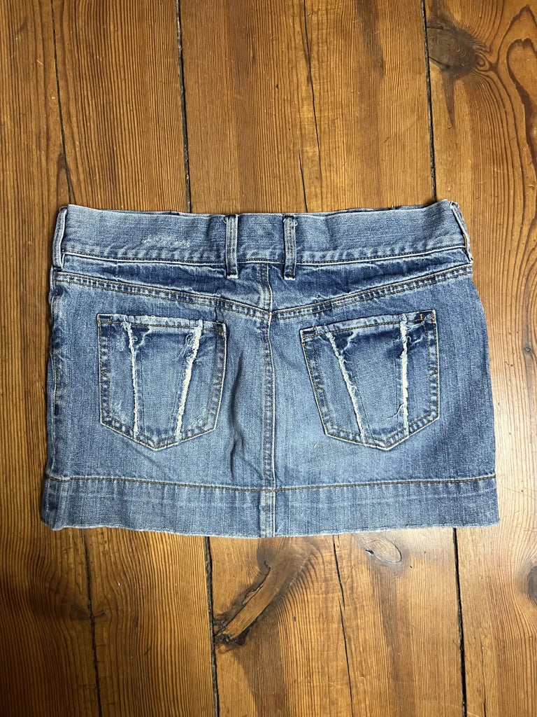 Blue Denim Skirt with Patch