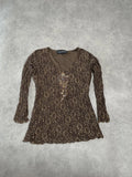 lace brown top with gems
