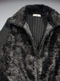Vintage Black Faux Fur Jacket Women (M)