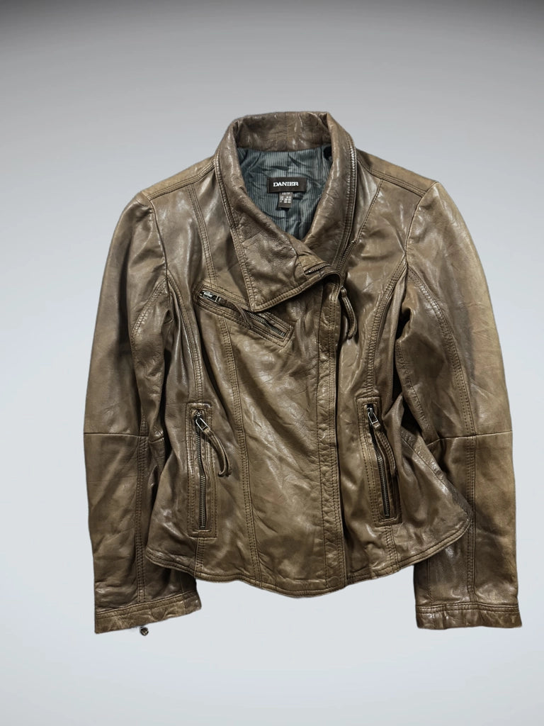 Danier Brown Genuine Leather Jacket (XS)