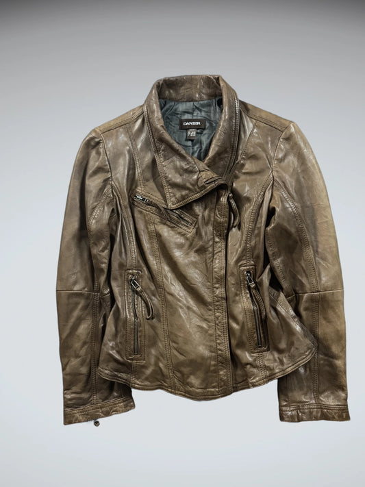 Danier Brown Genuine Leather Jacket (XS)