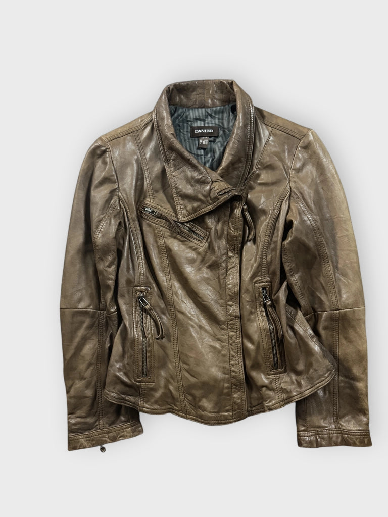 Danier Brown Genuine Leather Jacket (XS)