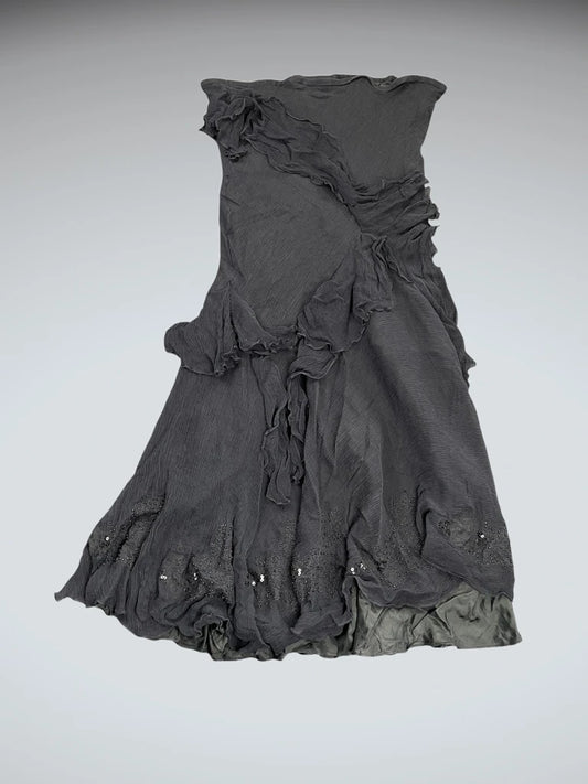 Midnight Satin Slip Dress (M)