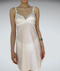 Ethereal White Sheer Lace Trim Vintage Slip Dress Nightwear (S)