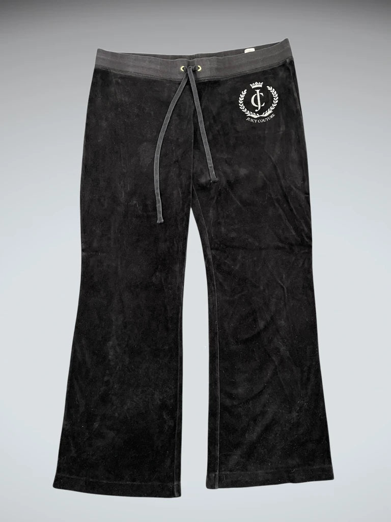 Black Velour Logo Pants (L)