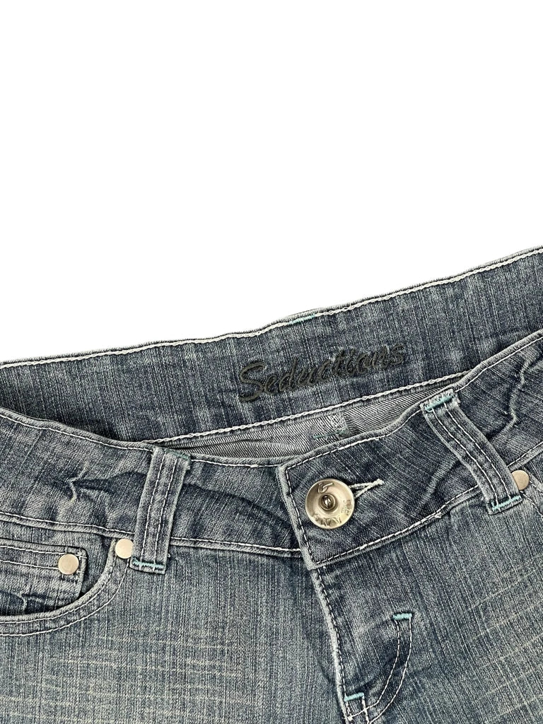 Seduction Light Wash Rolled Hem Denim Hotpants (S)