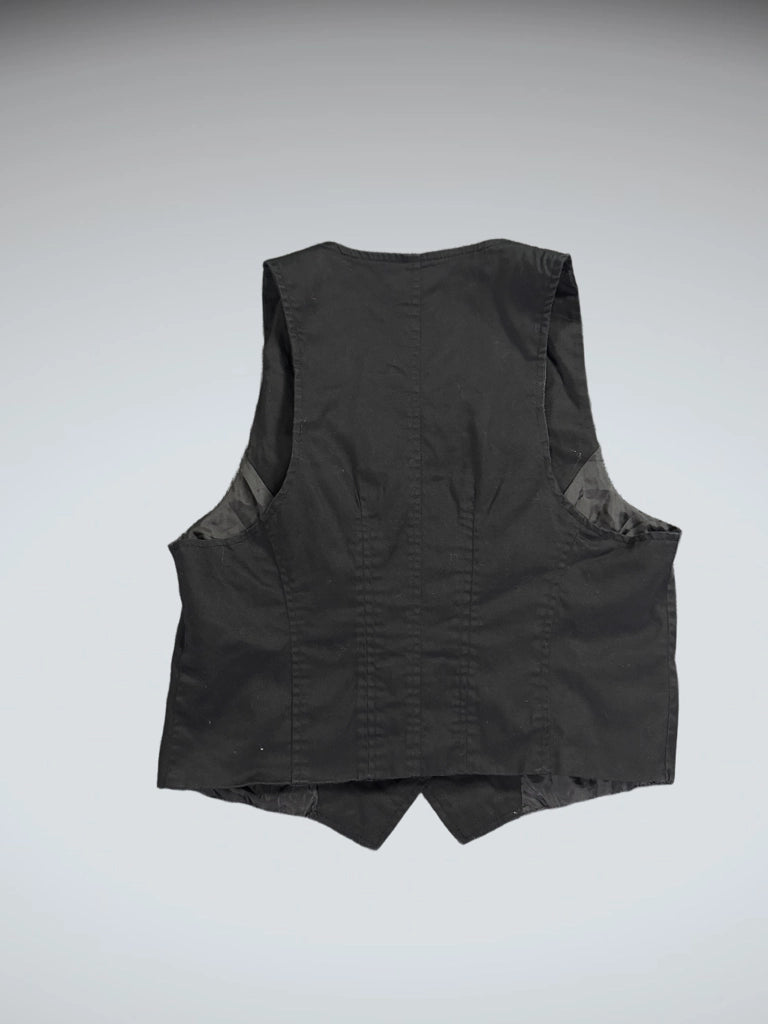 Sleek Black Tailored Retro Vest (L)