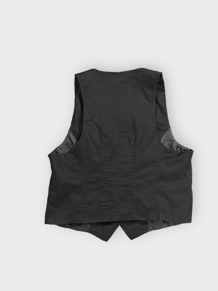 Sleek Black Tailored Retro Vest (L)