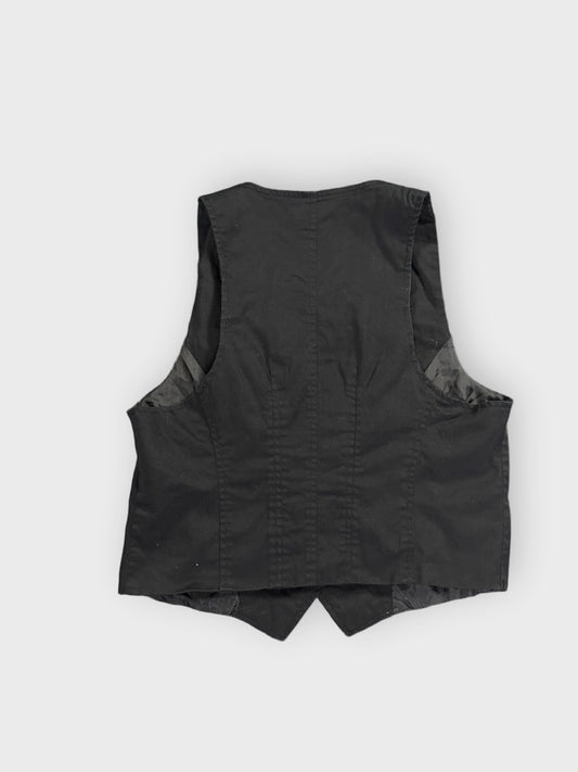 Sleek Black Tailored Retro Vest (L)