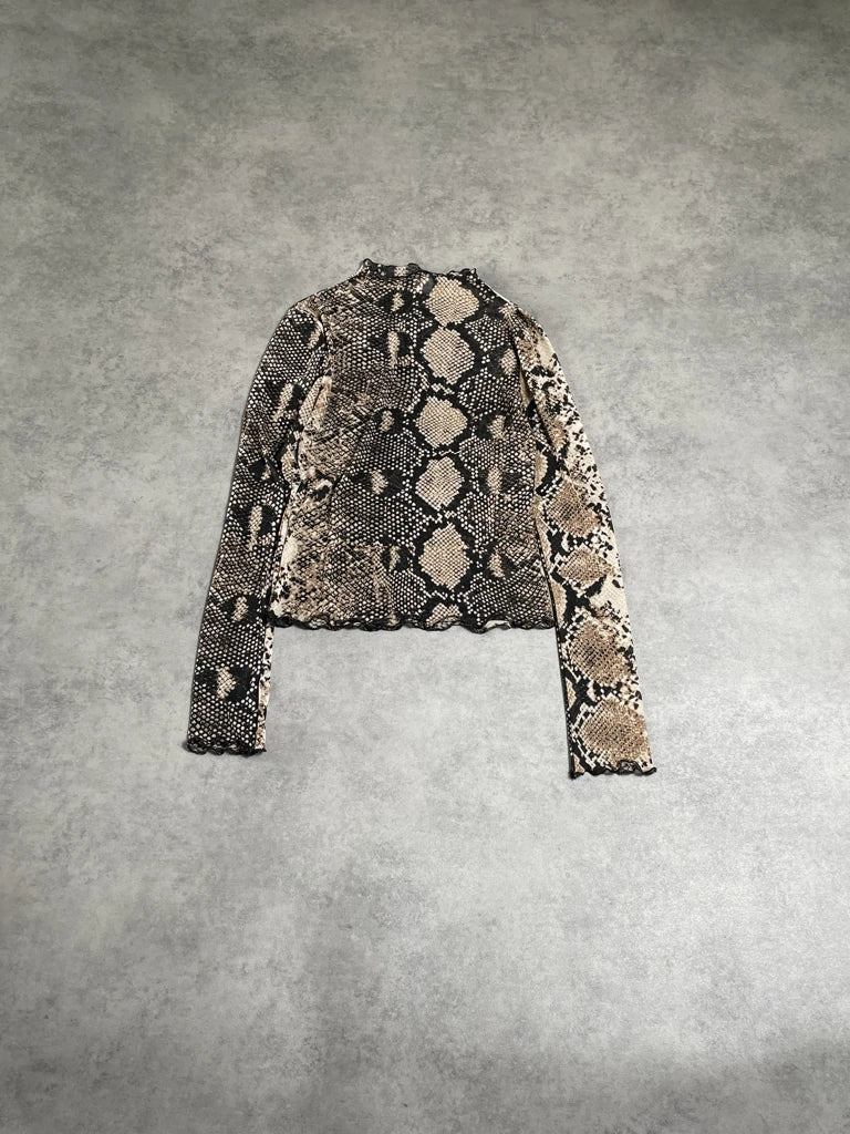 snake mesh long sleeve top (M)