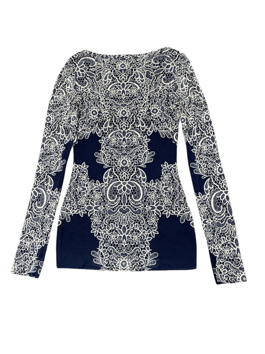 INC navy patterned dress top (XS)