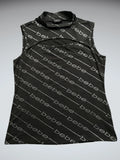 Black Logo Print High Neck Top (L)