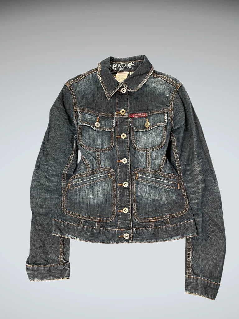 Parasuco Distressed Denim Jacket with Contrast Stitching (S)