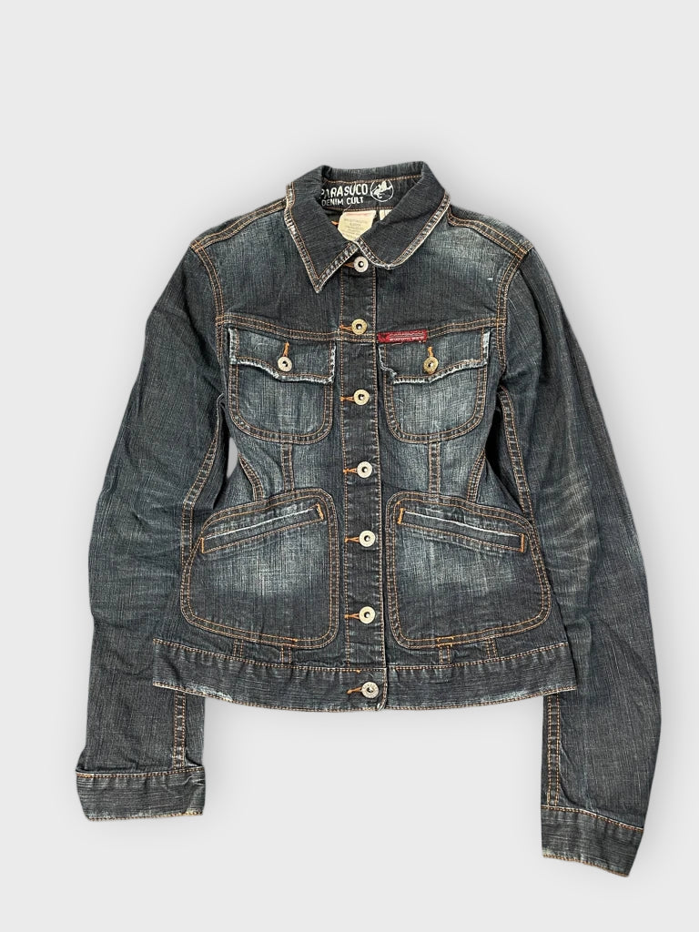 Parasuco Distressed Denim Jacket with Contrast Stitching (S)
