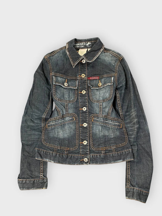 Parasuco Distressed Denim Jacket with Contrast Stitching (S)