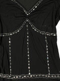 Y2K Rhinestone Embellished Black Top (XS)