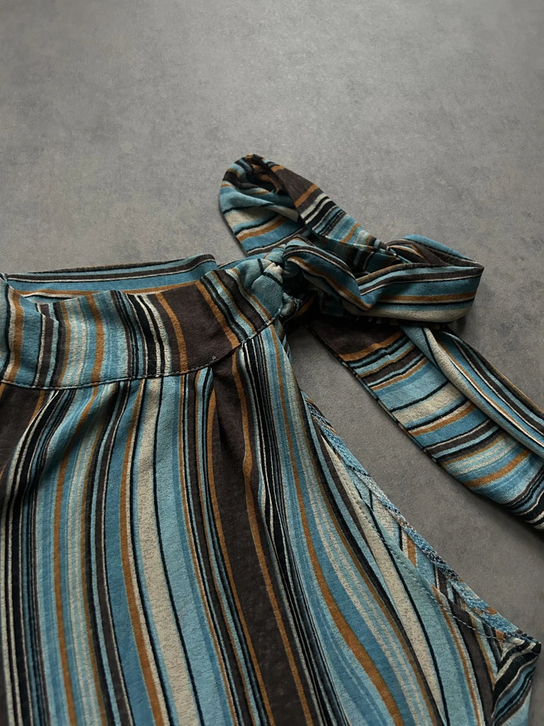 Y2k striped blue top